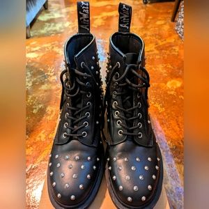 Dr. Marten Studded Wanama Black Combat Boots Size 9